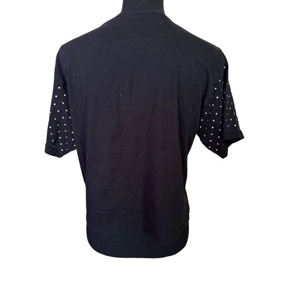 AC⚡️DC Black & Leopard Print Short Sleeved Cropped T-Shirt Back in Black Bedazzl - Picture 6 of 6